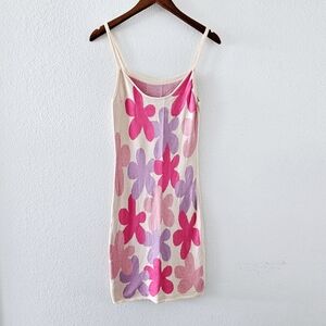 Effordram knit bodycon dress size M floral colorful sundress